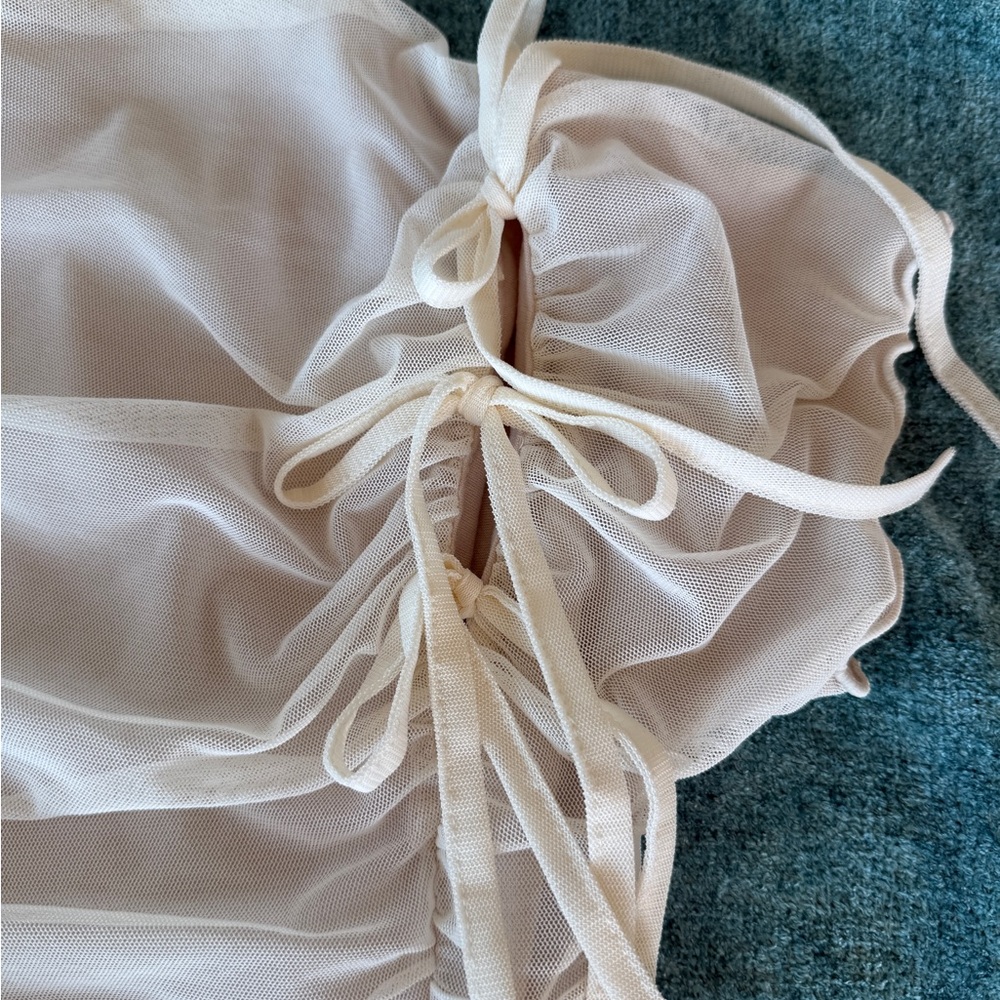 Chic Cream Ruched Blouse - Picture 2 of 11